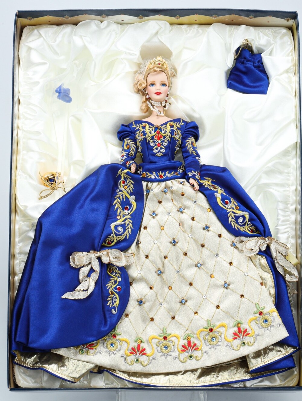 Barbie Royal Blue and Cream Embroidered Maxi Gown
